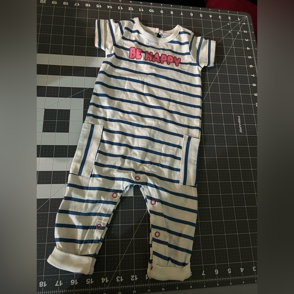 Okie Dokie Blue and White Striped Bodysuit - Picture 3 of 3